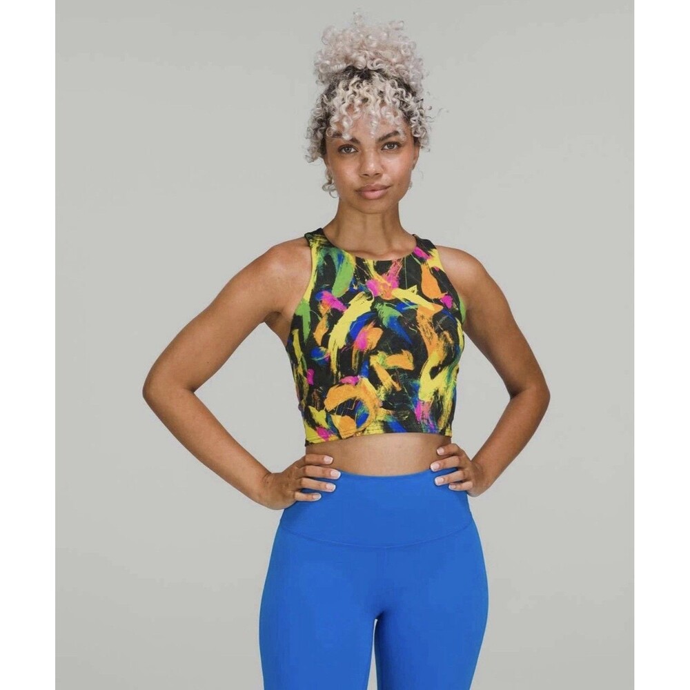 Lululemon Invigorate Hyper Flow Racerback Tank Top Undertone Black Multi Size 6